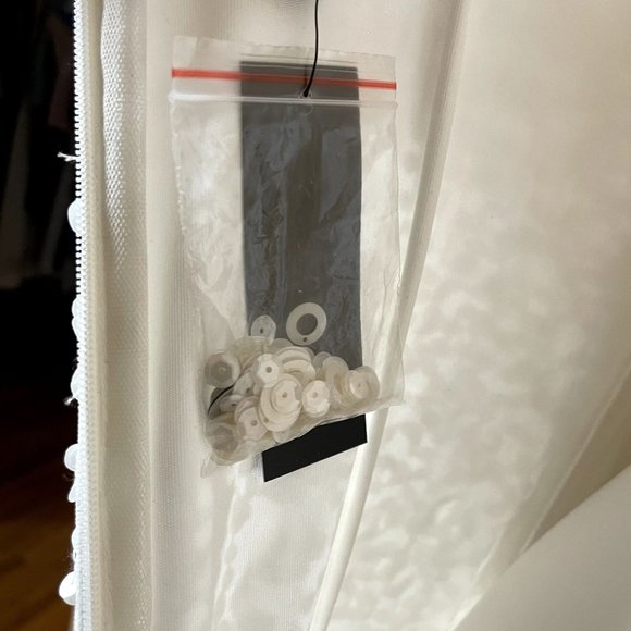 NWT Adrianna Papell White 3/4 Sleeve Scoop Back Sequin Gown Formal Maxi Size 8 - Picture 8 of 10